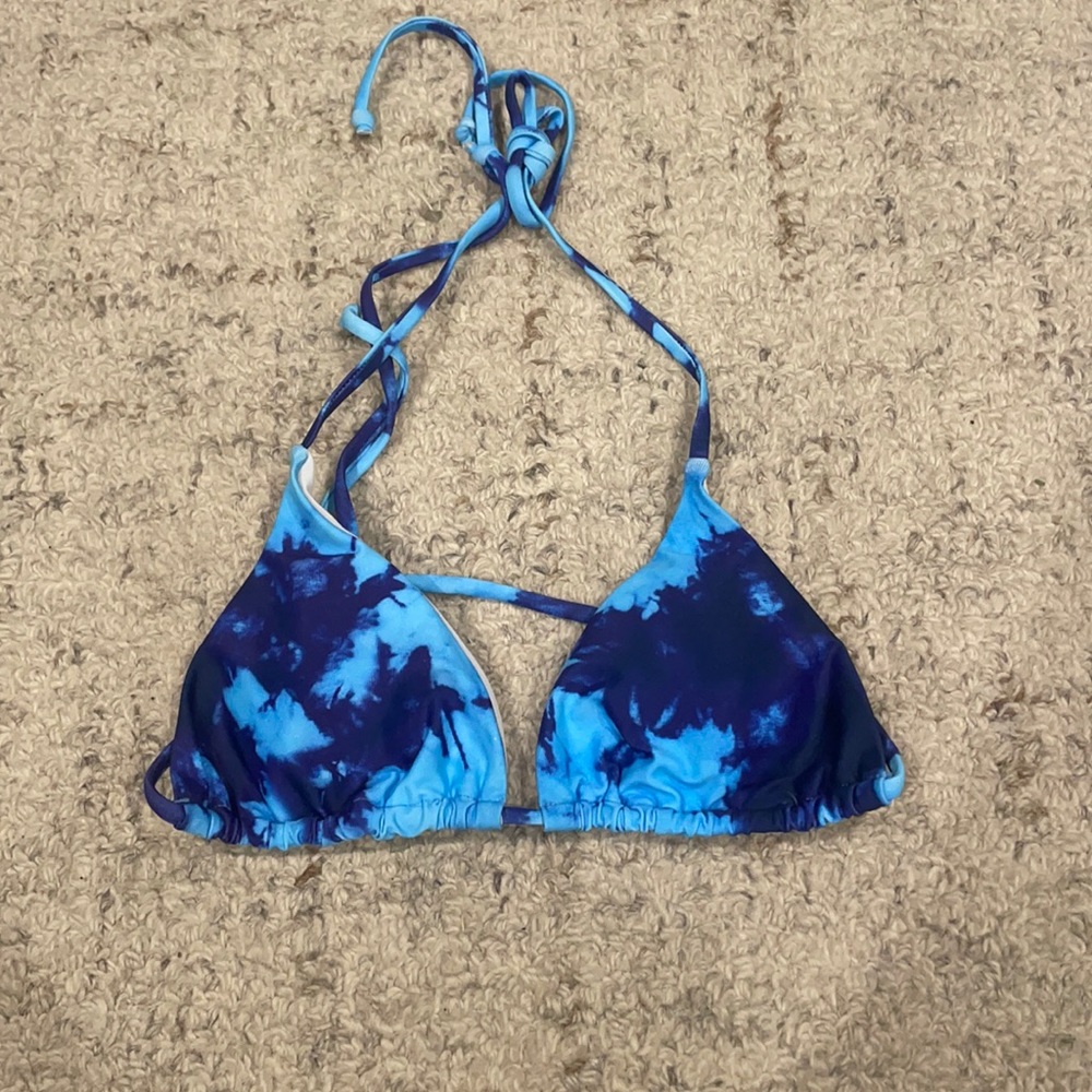 SHEIN Blue TieDye Triangle Bikini Top